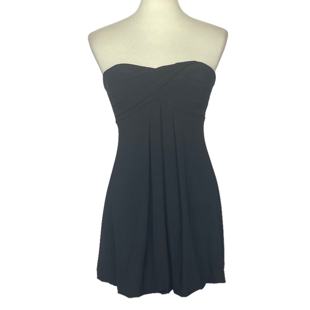 XSCAPE by Joanna Chen Dress‎ Womens 2P Petite Black Strapless Mini Bubble Hem